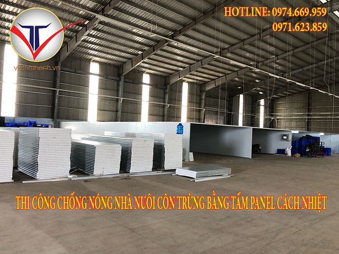 thi công chống nóng nhà nuôi côn trùng bằng tấm panel cách nhiệt